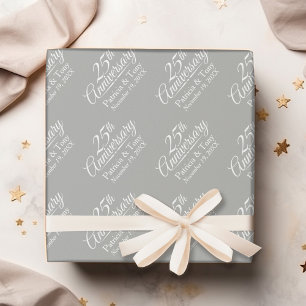 25th Wedding Anniversary - Gray Background Wrapping Paper