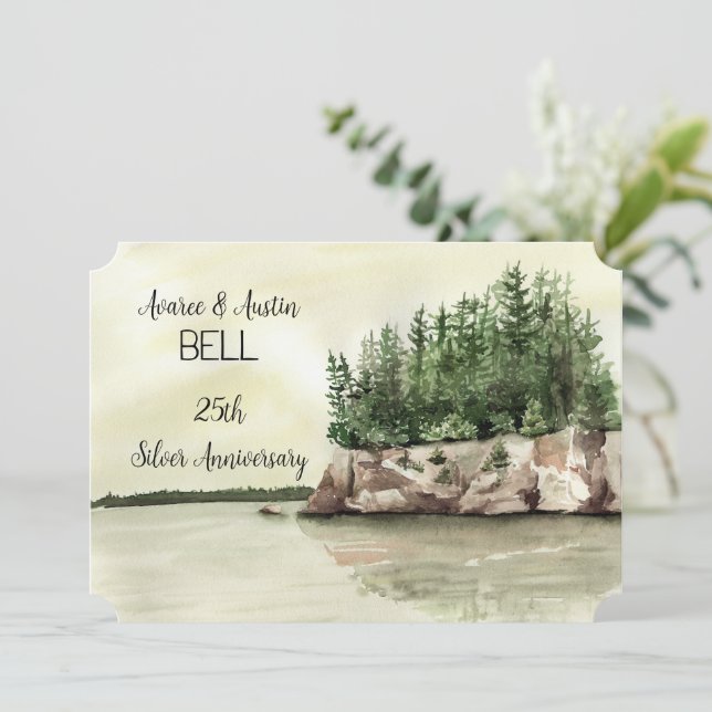 25th Wedding Anniversary Green Lake and Forest (Standing Front)