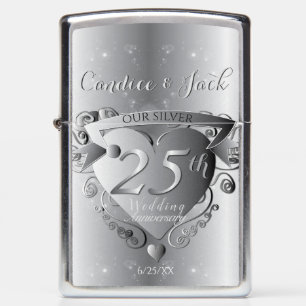 25th Wedding Anniversary Heart  Zippo Lighter