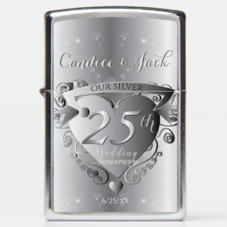 25th Wedding Anniversary Heart Zippo Lighter