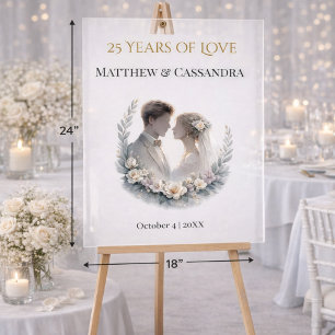 25th Wedding Anniversary Heirloom-Like Celebration Acrylic Sign
