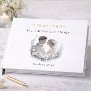 25th Wedding Anniversary Heirloom-Like Celebration Guest Book