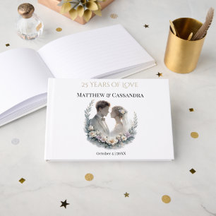 25th Wedding Anniversary Heirloom-Like Celebration Guest Book