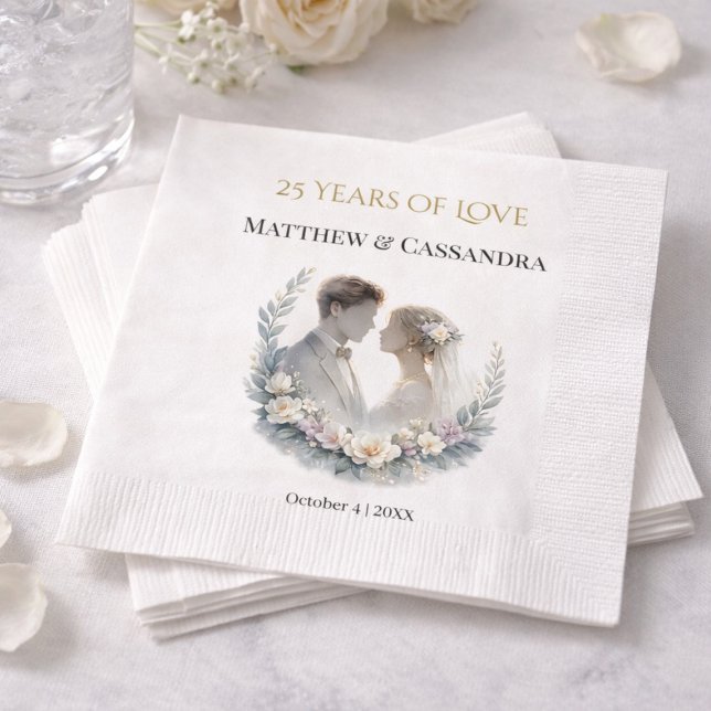 25th Wedding Anniversary Heirloom-Like Celebration Napkins (Creator Uploaded)