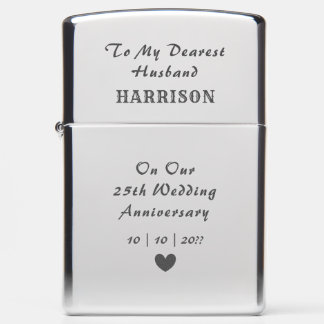 25th Wedding Anniversary Husband Zippo Lighter