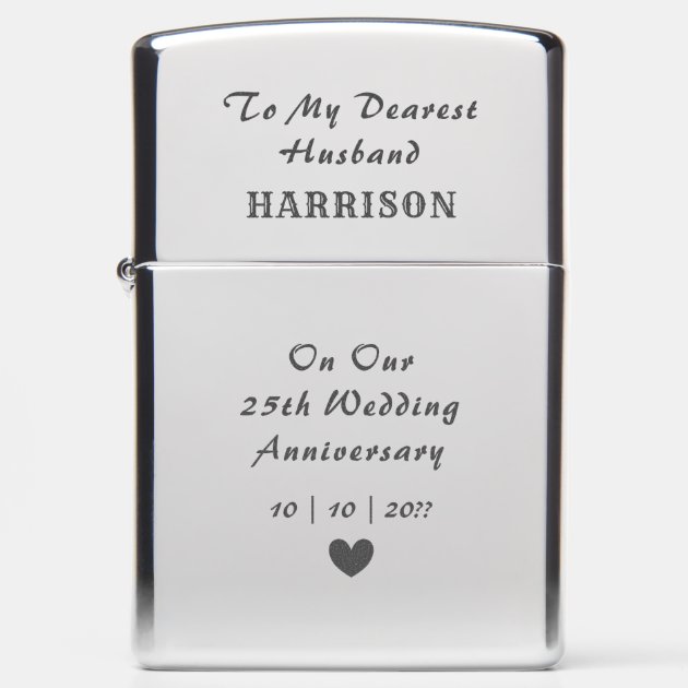 25th Wedding Anniversary Husband Zippo Lighter | Zazzle