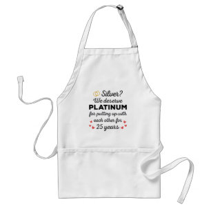 25th Wedding Anniversary I - Silver Funny Couple Adult Apron