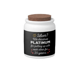 25th Wedding Anniversary I - Silver Funny Couple Candy Jar