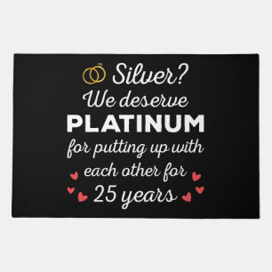 25th Wedding Anniversary I - Silver Funny Couple Doormat
