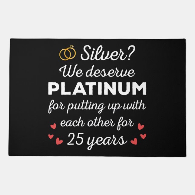 25th Wedding Anniversary I - Silver Funny Couple Doormat (Front)