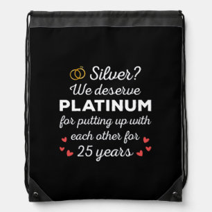 25th Wedding Anniversary I - Silver Funny Couple Drawstring Bag