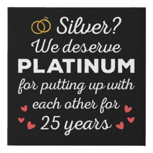 25th Wedding Anniversary I - Silver Funny Couple Faux Canvas Print