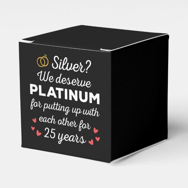 25th Wedding Anniversary I - Silver Funny Couple Favor Boxes (Front Side)