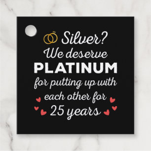25th Wedding Anniversary I - Silver Funny Couple Favor Tags
