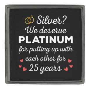 25th Wedding Anniversary I - Silver Funny Couple Gunmetal Finish Lapel Pin