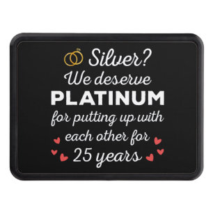 25th Wedding Anniversary I - Silver Funny Couple Hitch Cover