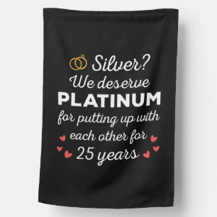 25th Wedding Anniversary I - Silver Funny Couple House Flag