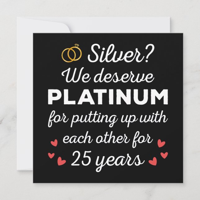 25th Wedding Anniversary I - Silver Funny Couple Invitation (Front)
