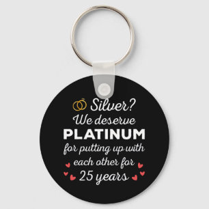 25th Wedding Anniversary I - Silver Funny Couple Keychain