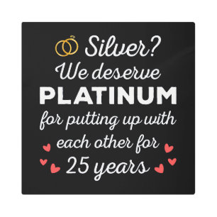 25th Wedding Anniversary I - Silver Funny Couple Metal Print