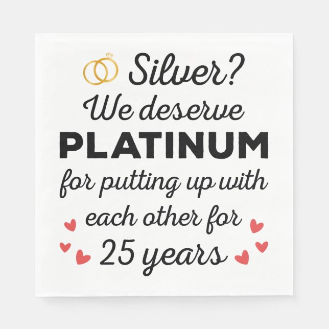 25th Wedding Anniversary I - Silver Funny Couple Napkins (Front)