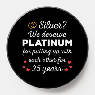 25th Wedding Anniversary I - Silver Funny Couple PopSocket