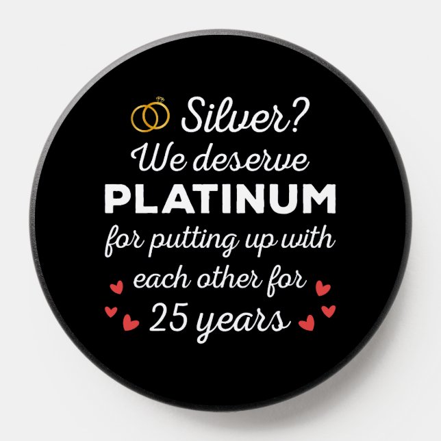 25th Wedding Anniversary I - Silver Funny Couple PopSocket (Popsocket)