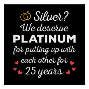 25th Wedding Anniversary I - Silver Funny Couple Poster