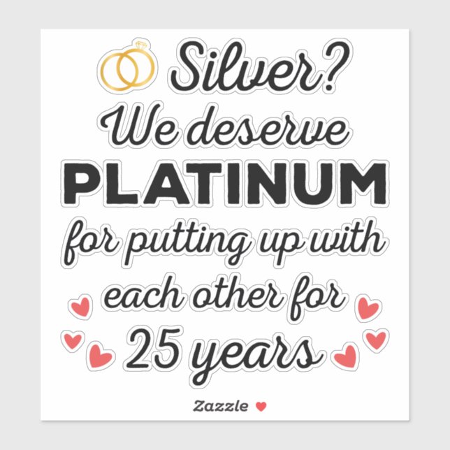 25th Wedding Anniversary I - Silver Funny Couple Sticker (Sheet)