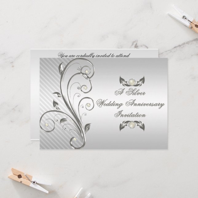 25th Wedding Anniversary Invitation (Front/Back In Situ)