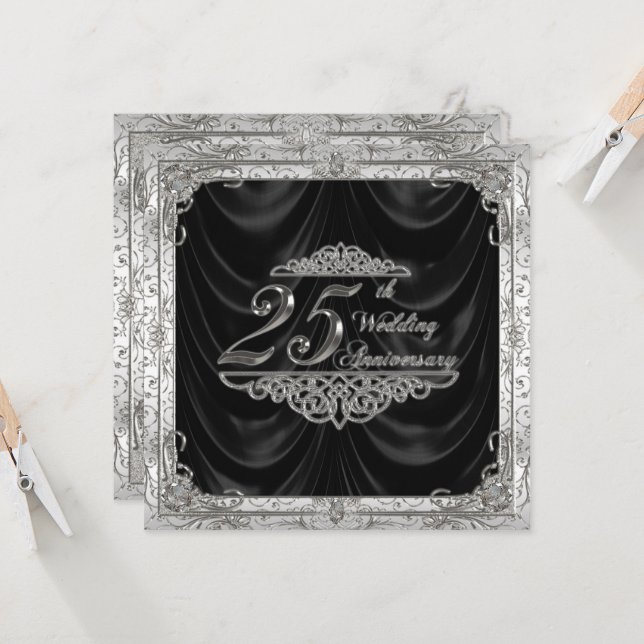 25th Wedding Anniversary Invitation Card (Front/Back In Situ)