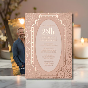 25th Wedding Anniversary Invitation Floral Elegant Foil Invitation