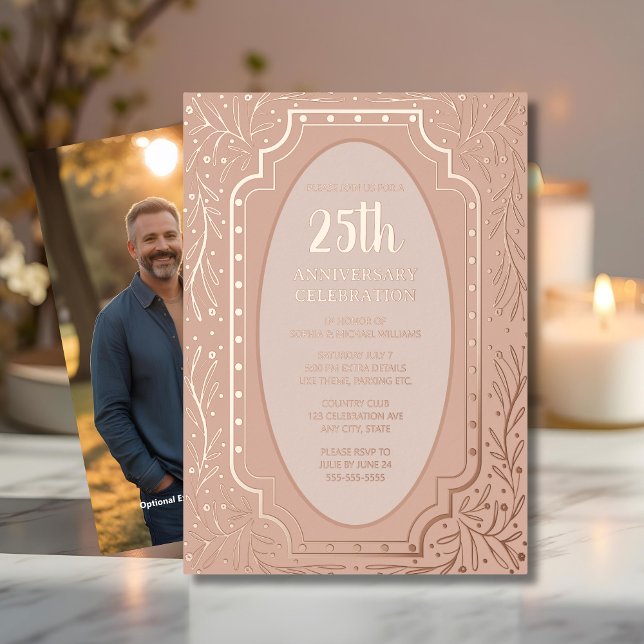 25th Wedding Anniversary Invitation Floral Elegant Foil Invitation (Creator Uploaded)