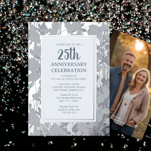 25th Wedding Anniversary Invitation Silver Elegant Foil Invitation