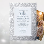 25th Wedding Anniversary Invitation Silver Elegant Foil Invitation