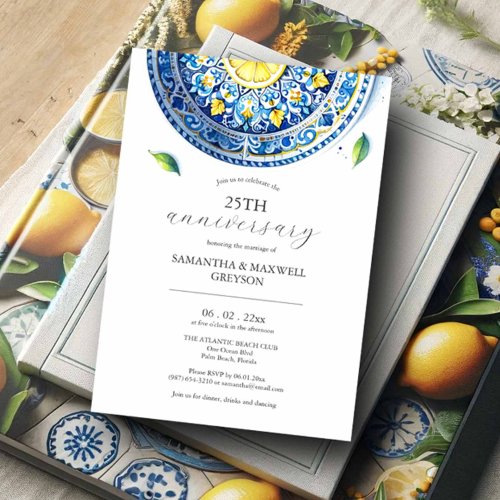 25th Wedding Anniversary Invitations Lemons
