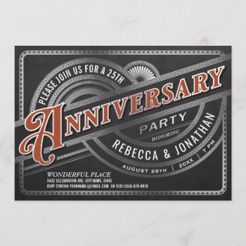 25th Wedding Anniversary Invitations Retro Foil by Anything_Goes at Zazzle