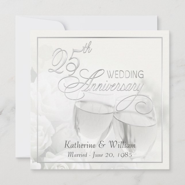 25th Wedding Anniversary Invitations - Square (Front)