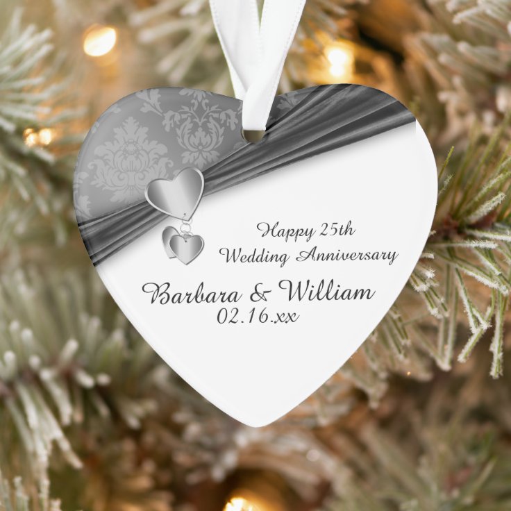 25th Wedding Anniversary Keepsake Ornament | Zazzle