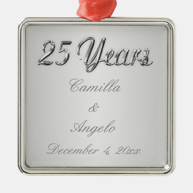 25th Wedding Anniversary Keepsake Ornament (Front)