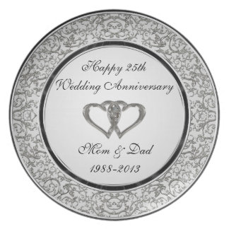 25th Wedding Anniversary Melamine Plate
