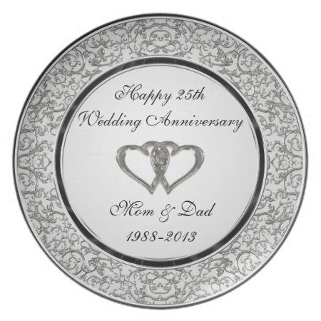 25th Wedding Anniversary Melamine Plate