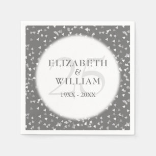 25th Wedding Anniversary Modern Silver Confetti Napkins