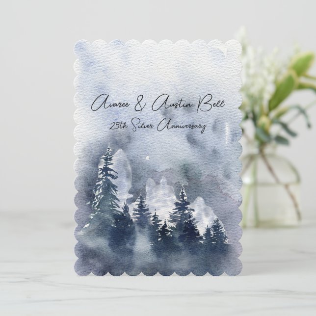 25th Wedding Anniversary Navy Forest and Mountain (Standing Front)