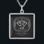 25th Wedding Anniversary Necklace<br><div class="desc">An elegant typographic design in sterling silver. The template is captioned with: 25th Wedding Anniversary,  the years of matrimony and the names Jesse & Chris.</div>