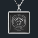25th Wedding Anniversary Necklace<br><div class="desc">An elegant typographic design in sterling silver. The template is captioned with: 25th Wedding Anniversary,  the years of matrimony and the names Jesse & Chris.</div>