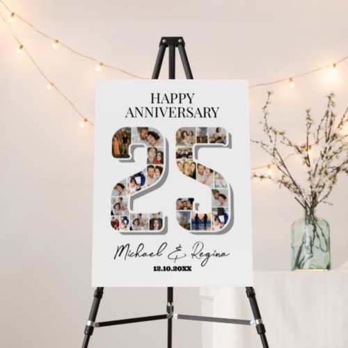 25th Wedding Anniversary Number 25 Photo Collage Foam Board