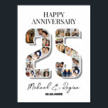 25th Wedding Anniversary Number 25 Photo Collage Poster<br><div class="desc">Celebrate 25th birthday or wedding anniversary with this printable photo collage foam board. Choose your favorite photos for display. Customize the name, text and date to fit your occasion. This will be a lovely keepsake with personalized message to look back on with family and friends. If you need any other...</div>