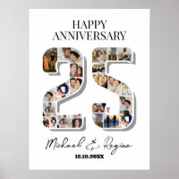 25th Wedding Anniversary Number 25 Photo Collage