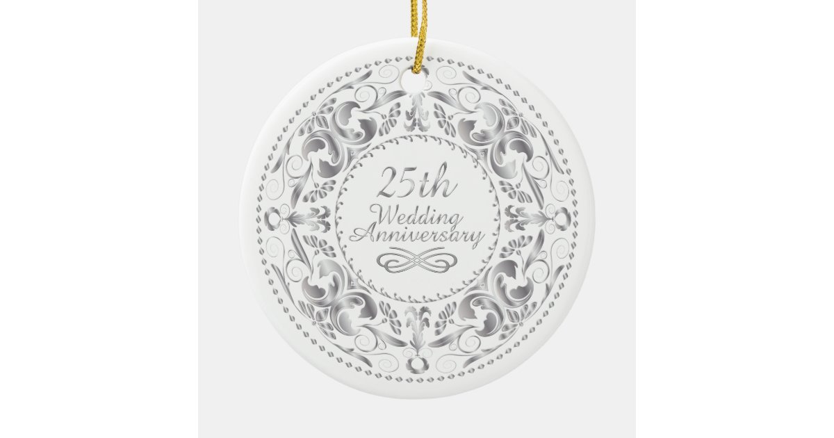 25th Wedding Anniversary - Ornament | Zazzle